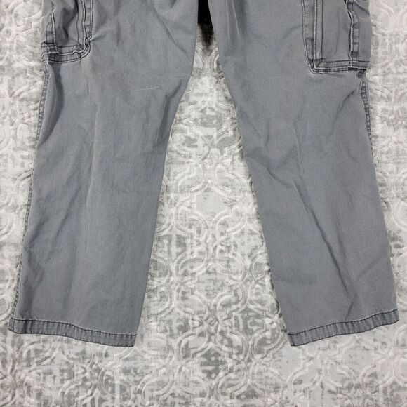 Old Navy Pants Mens 38x28 Gray Cargo Workwear Straight Leg Relaxed Fit Cotton - Picture 6 of 14